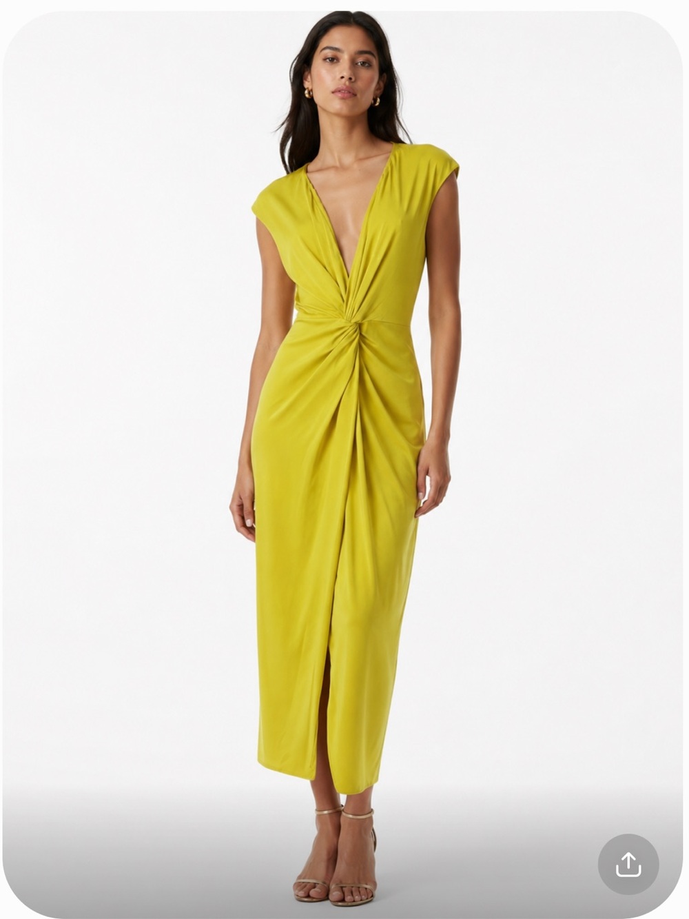 KEEPSAKE THE LABEL Elegant Lime Twist-Front Maxi Dress Bridesmaid Wedding
